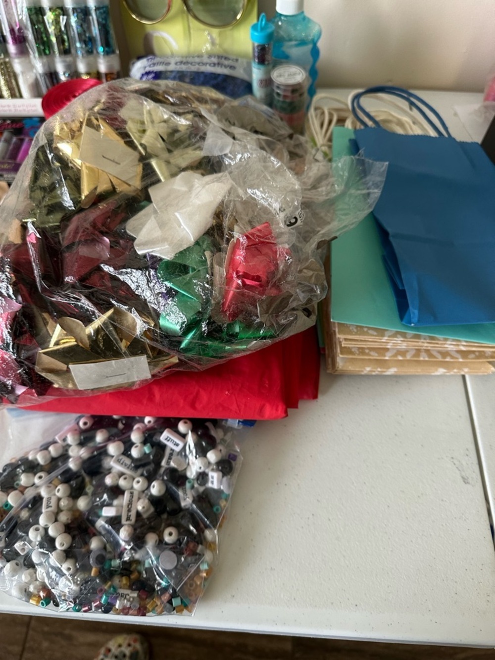 50 Assorted Craft Supplies Bundle with Metallic Gift Bows / NWT - Picture 4 of 5